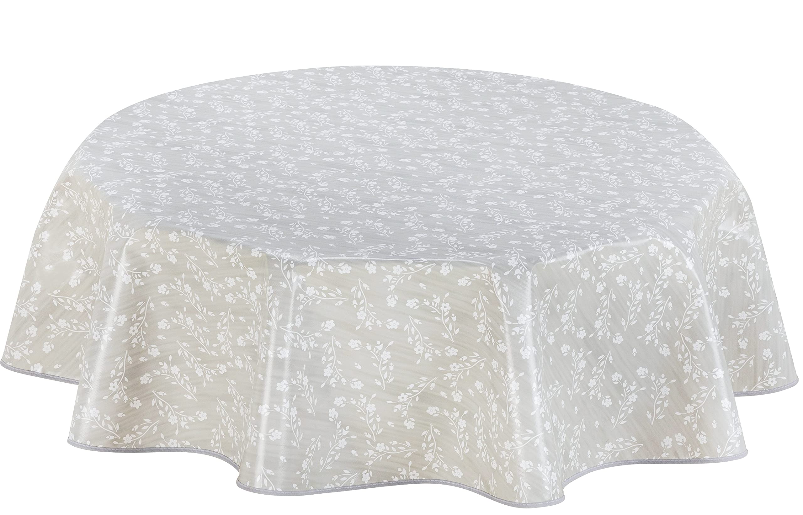 Home Direct Round Oilcloth PVC Wipe Clean Tablecloth Table Cover 140cm 55" Light Grey