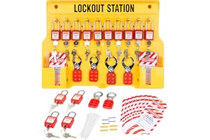 FINEERA Lockout Tagout Station with Loto Devices Lock Out Tag Out Kit Board Include 14 Pack Safety Lock Set, 6 Hasps and 40 Do Not Operate Tags