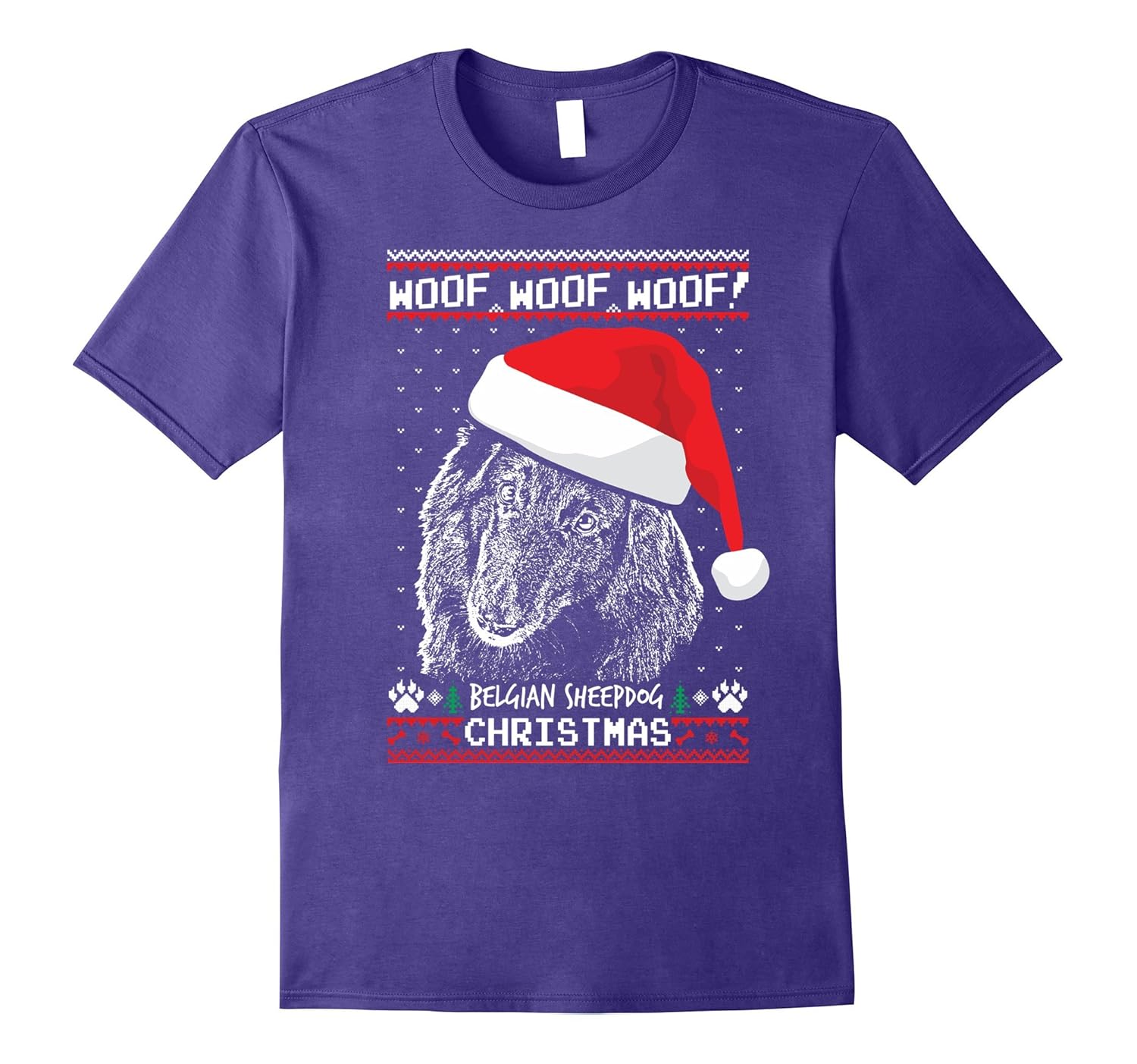 Woof Belgian Sheepdog Christmas Shirt Funny Xmas Gift-ANZ