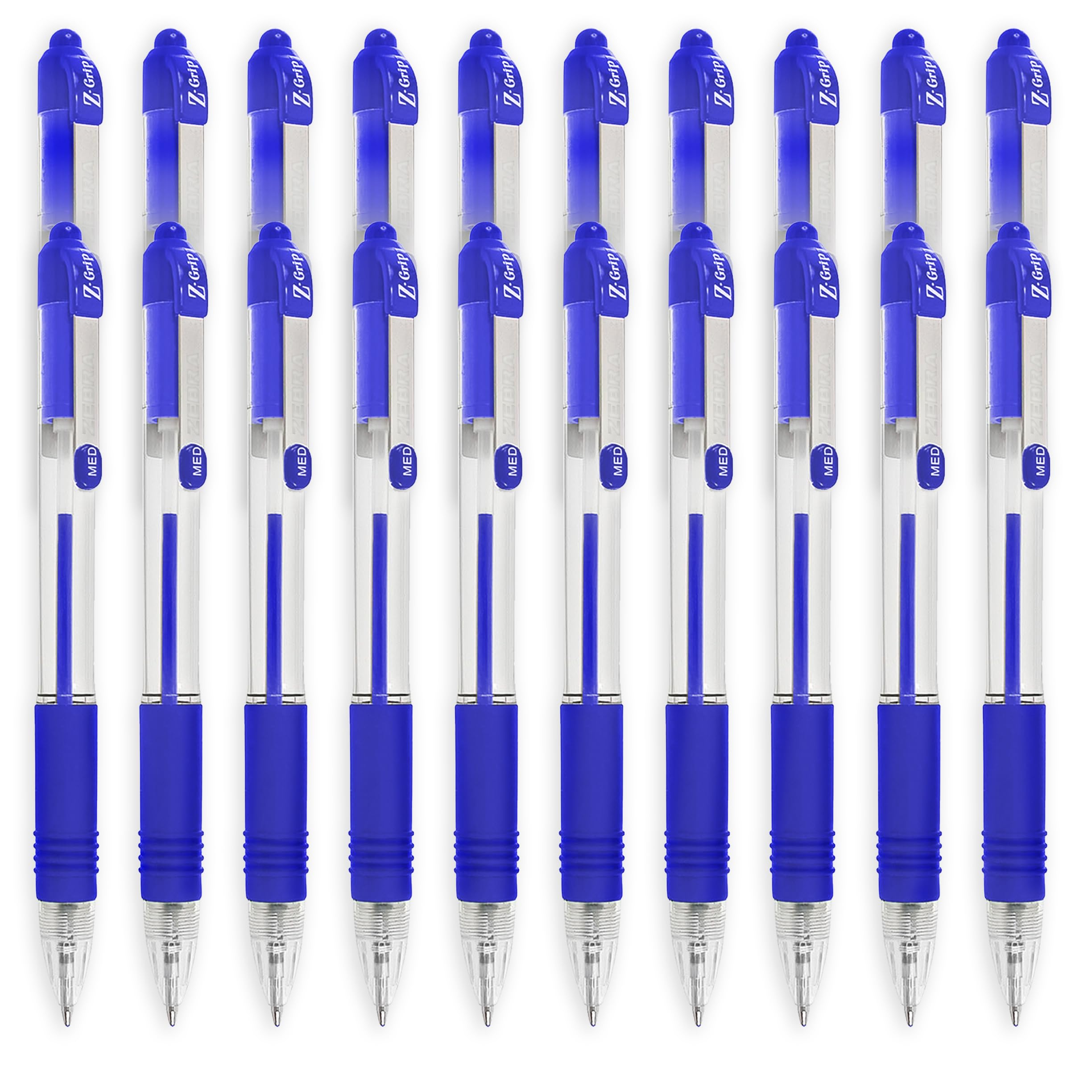 Zebra Z-Grip Retractable Ballpoint Pen - Economy Pack of 20 (Blue)
