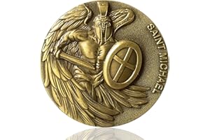 LZWIN Saint Michael Guardian Angel Challenge Coin - Archangel Patron Saint of Police Officers, Christian Gift (Single Coin)