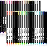 Colored Pens, 38 Fineliner Porous Fine Point Pens with 2 Stencils, Fine Tip Drawing Markers Perfect for Journal Planner Adult