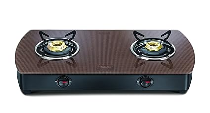 Prestige Premia Glass 2 Burner Contemporary Gas Stove, Brown