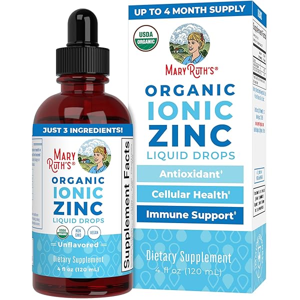 MARYRUTH ORGANICS ZINC SUPPLEMENTS FOR IMMUNE SUPPORT | IONIC ZINC FOR KIDS & ADULTS | LIQUID ZINC SUPPLEMENT | 40 DAY SUPPLY | SKIN CARE SUPPLEMENT | VEGAN | GLUTEN FREE | GLYCERIN BASED | 4 OZ