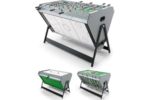 Seydrey 4 in 1 Multi Game Table, Folding Portable Billiards Game Table Set with Ping Pong, Hockey, Pool, and Ringtoss, for Indoor, Game Room, Office
