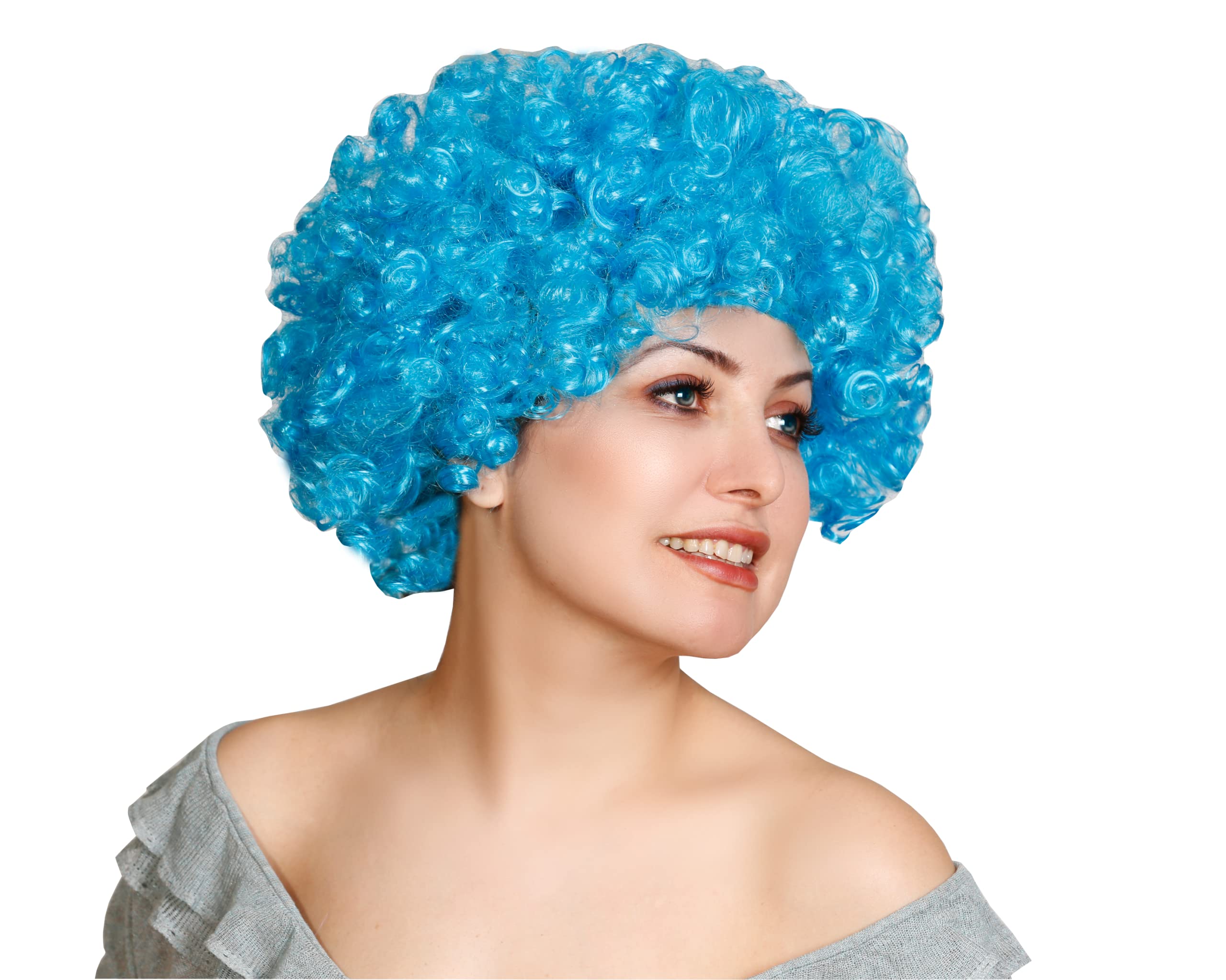 Unisex Clown Wig Circus Funny Fancy Party Dress Accessory Afro Stag Do Fun Joker (Blue)