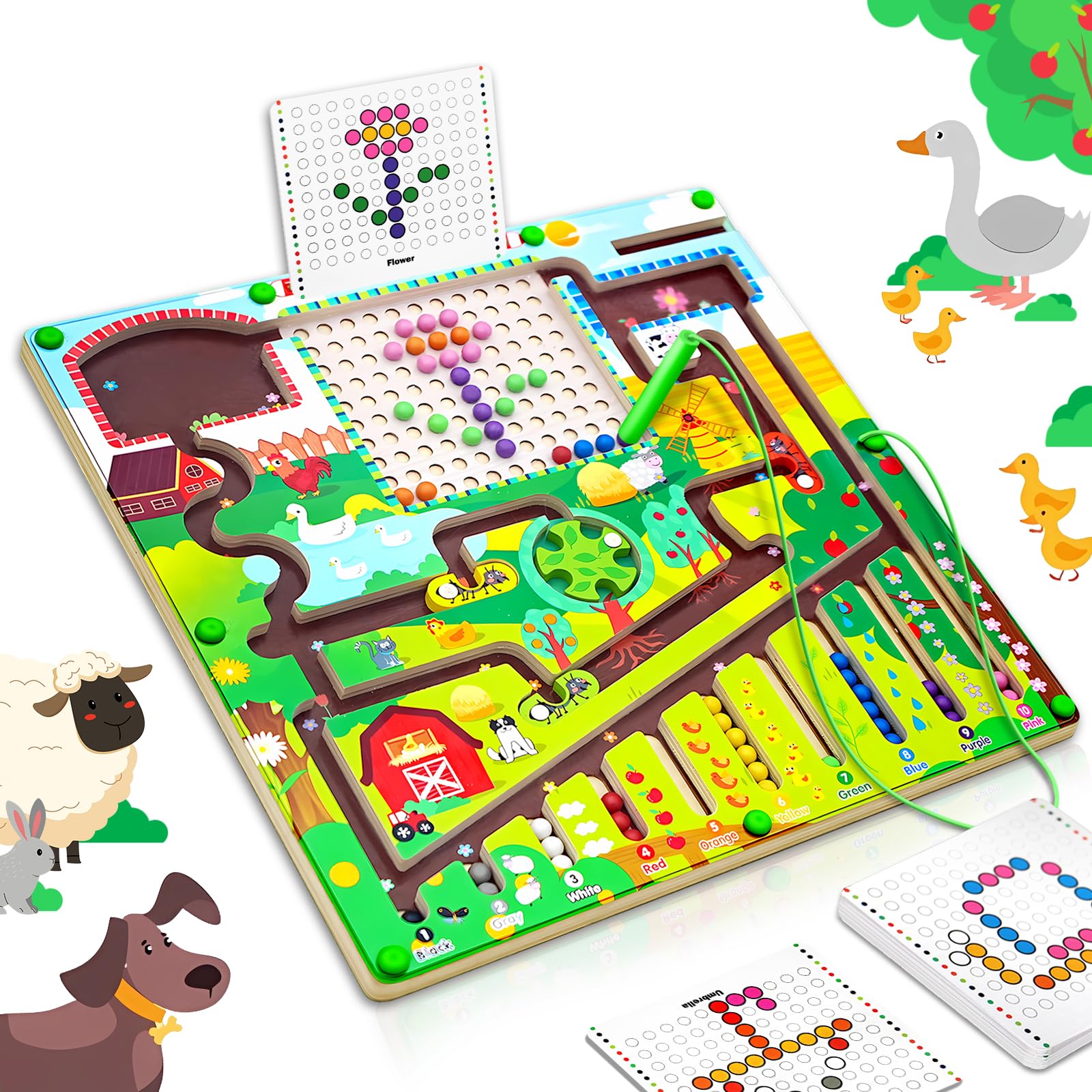 Montessori Toys for 3-6 Year Olds: Magnetic Colour & Number Maze, Fine Motor Skills & Colour Sorting Toys, Educational Gifts for Boys & Girls