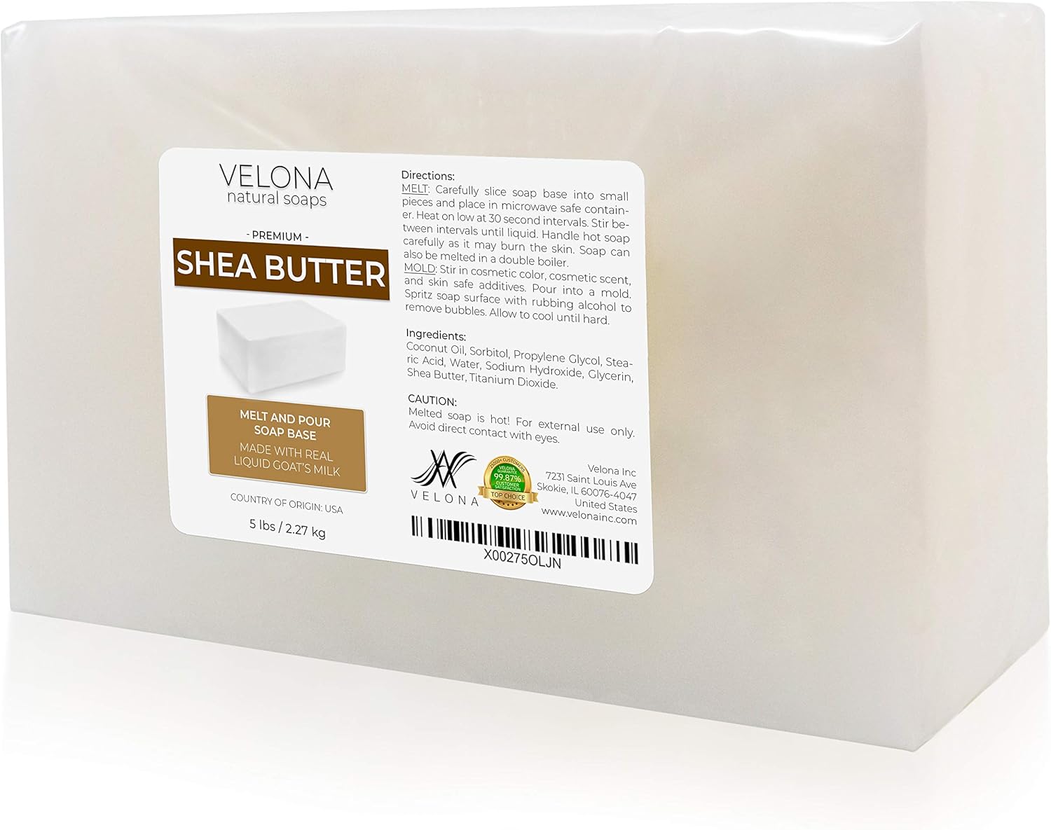 5 LB - Shea Butter - Melt and Pour Soap Base by Velona | SLS/SLES Free | Natural Bars for The Best Result for Soap-Making: Arts, Crafts & Sewing