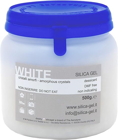 Silica Gel Weiss Granulat In Flasche Versiegelt 500 Gramm Dmf Und Cobalt Free Amazon De Kuche Haushalt