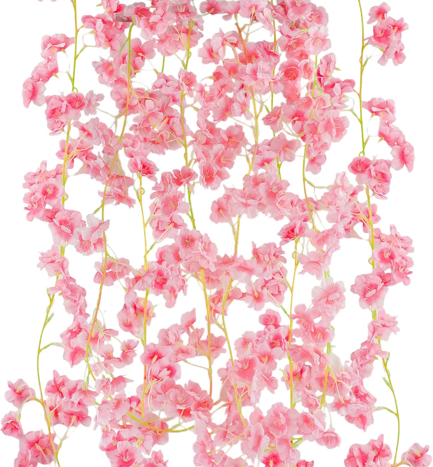 UIEKE 2pcs Artificial Cherry Blossom Flower Vines Hanging Silk Flowers Garland for Wedding Party Bedroom Home Décor Pink