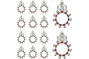 BRILUCKY Finger Rosary Ring Catholic For Baptism Favors Rosaries in Bulk 12 PCS,Divine Mercy Chaplet Rosary,Small Pocket Rosary Keychain for Men,Rosarios Catolicos 12 Pack Para Recuerdos De Bautizo De Niña