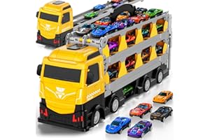 MSKOLER Race Cars Track Truck Toys for Boys 2 3 4 5 6 7 Years Old - 78.7-inch Transport Carrier Trucks, Foldable Track Storage, die-cast Cars, for Toddlers & Kids Aged 3-5