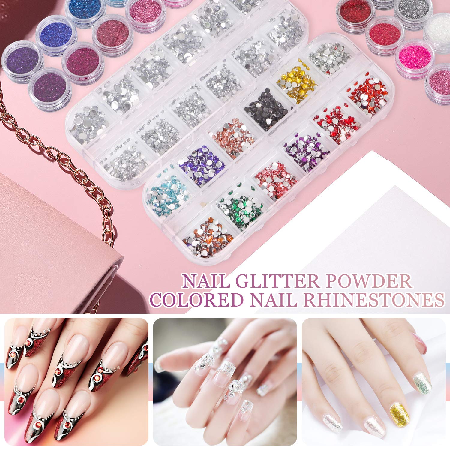 Cooserry 79 in 1 Acrylic Nail Kit Set - 24 Acrylic Nail Glitter Powder with Rhinestones For Nail Art Decoration - Gel Nail Remover Kit for Nail Beginners Supplies : Beauty