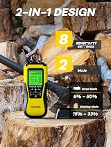 AZUNO Wood Moisture Meter 8 Modes Digital Damp Tester Backlit LCD 3 Color view 3