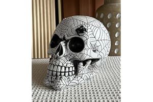 LAIKEARTS Halloween Decorations Skull, Life Size Skeleton, Spider Web Decoration Skull Resin Vintage Statue, Day of The Dead Skulls