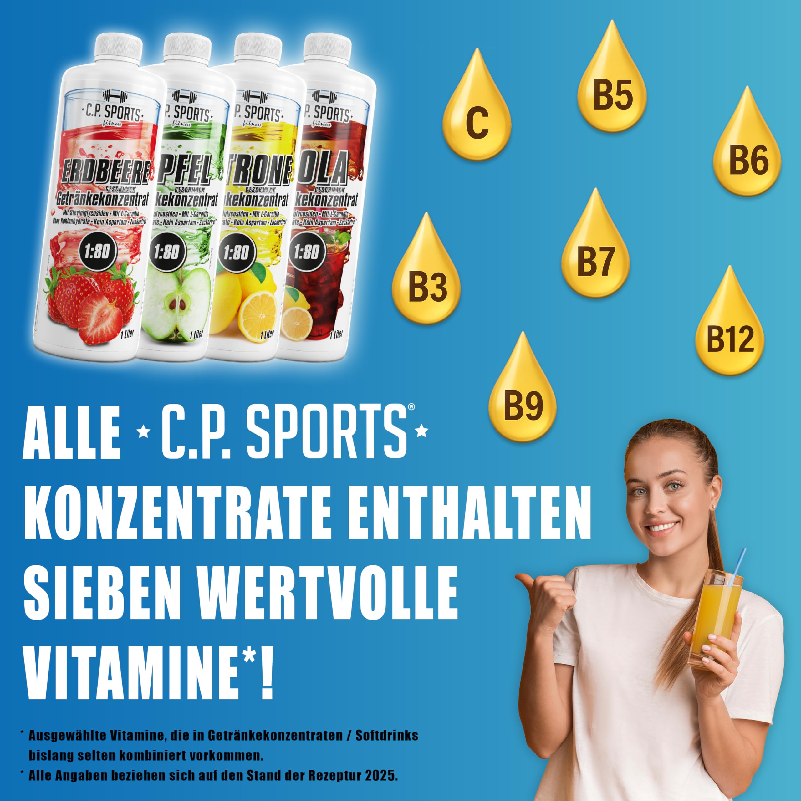 C.P. Sports Getränkesirup EISTEE-PFIRSICH für Mineraldrink mit Vitaminen I Sirup ZUCKERFREI* für Vital-Drink I Getränkekonzentrat zum Mixen mit Wasser für Getränk 1 Liter + Pumpspender 4