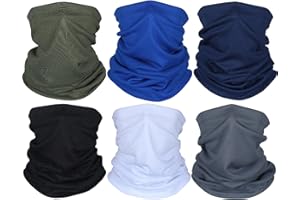 Geyoga 6 Pieces Winter Face Mask for Men UV Protection Mask Sunscreen Breathable Windproof Neck Gaiters Scarf Fishing Cycling Running (Black, Grey, Royal Blue, Navy, Green, White)