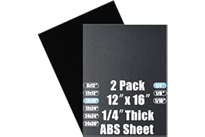 PINZIREN ABS Plastic Sheet 1/4 Inch Thick 12 x 16 (2-Pack),Two-Sided Heat Moldable Panel (Thermoplastic Textured Front & Smooth Back), Black Thermoform Board Great for DIY Projects, Decor, Handcrafts