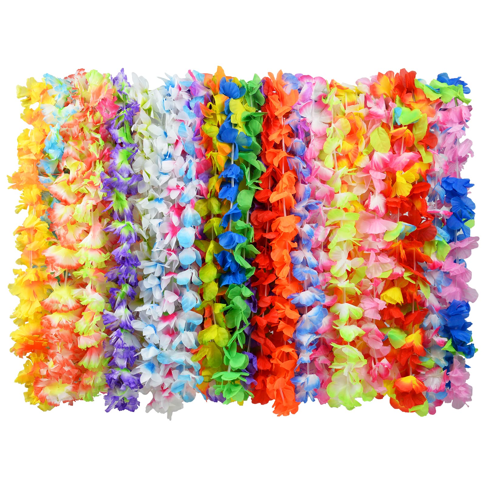 KEYIDO 36 Pack Hawaiian Garland Leis Necklaces Flower Garlands for Adults Hawaiin Neck Garland Multipack for Summer Tropical Hawaii Luau Beach Party Fancy Dress Decorations