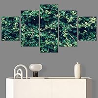 SIGNWIN 5 Panel Canvas Wall Art Modern Art Decorative Elements Expressive Leaves Multicolor Patterns Photography for Home Decorations Ready to Hang - 60