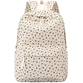 School Backpack for Girls Corduroy Bookbag 16inch Elementary Primary Preschool for Teen Boys Girl Travel Casual Daypacks (Flora Beige)