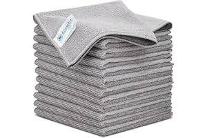 Microfiber Wholesale 12x12 Inch Pro Multi-Surface Microfiber Cleaning Cloths | Premium Towels for Cleaning Glass, Kitchens, Bathrooms, Automotive | Gray - (Pack of 12)