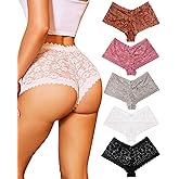 RSLOVE Lace Cheeky Underwear for Women – V Waist Breathable Stretch Panties 5 Pack for Comfort