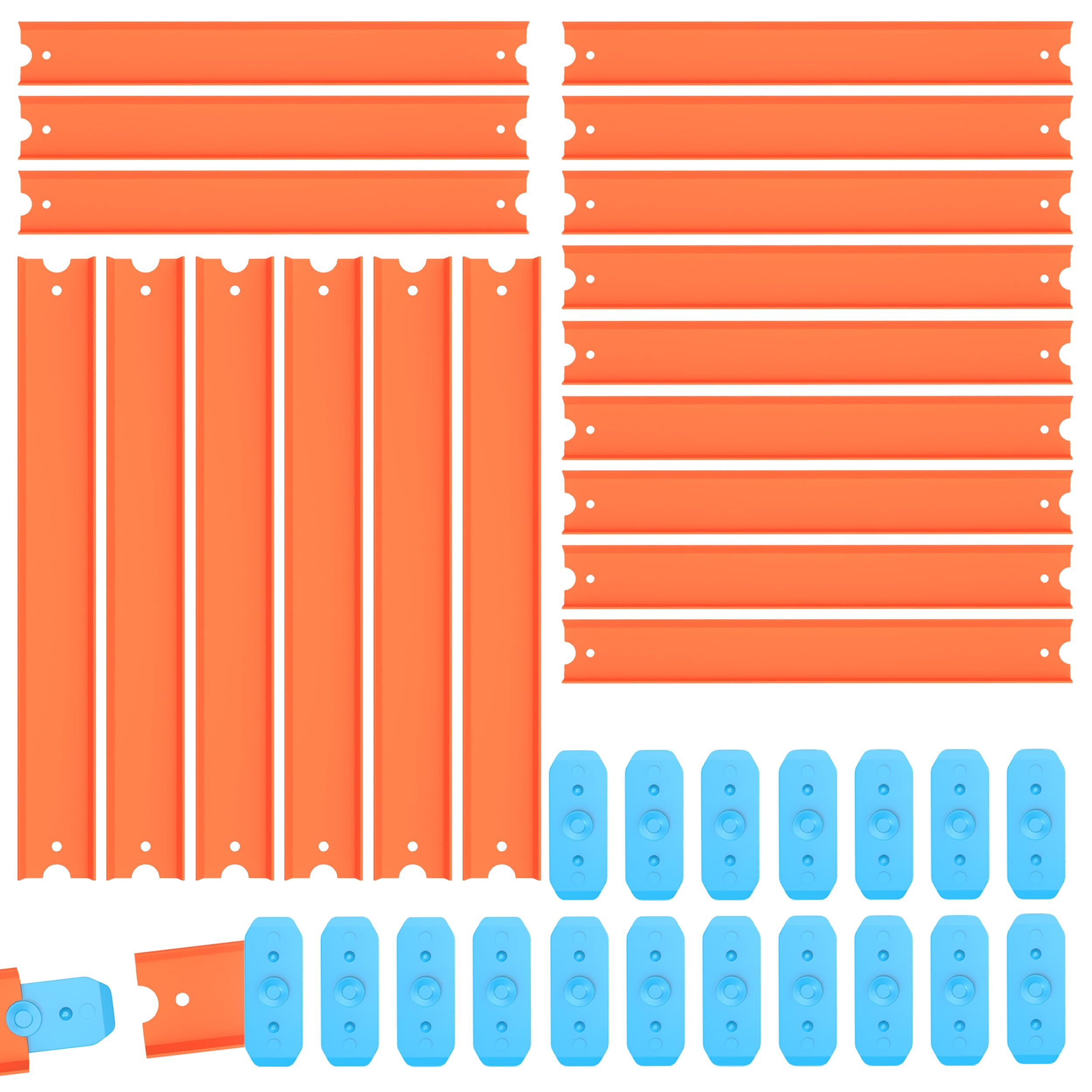 MRX Solutions Track Set Building Pieces for Hot Wheels Toy Cars 36-Piece Straight Track Set, Connectors Included, 15 Feet of Track