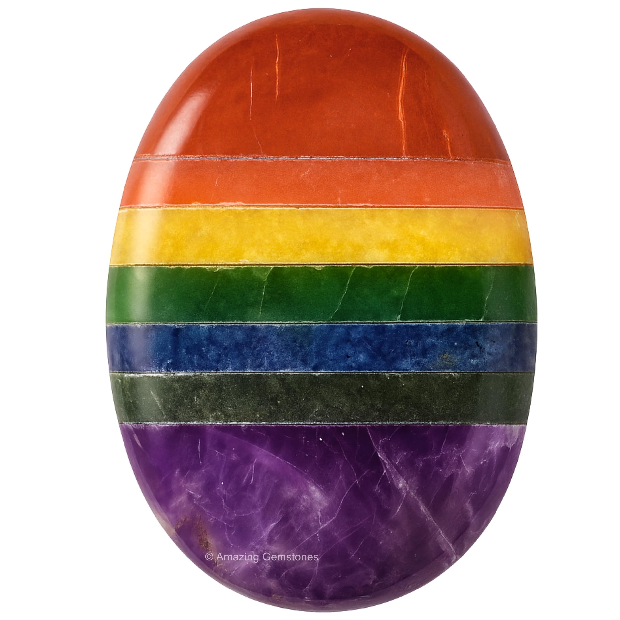 Chakra Palm Stone - Pocket Massage Worry Stone for Natural Body Chakra Balancing, Reiki Healing and Crystal Grid.