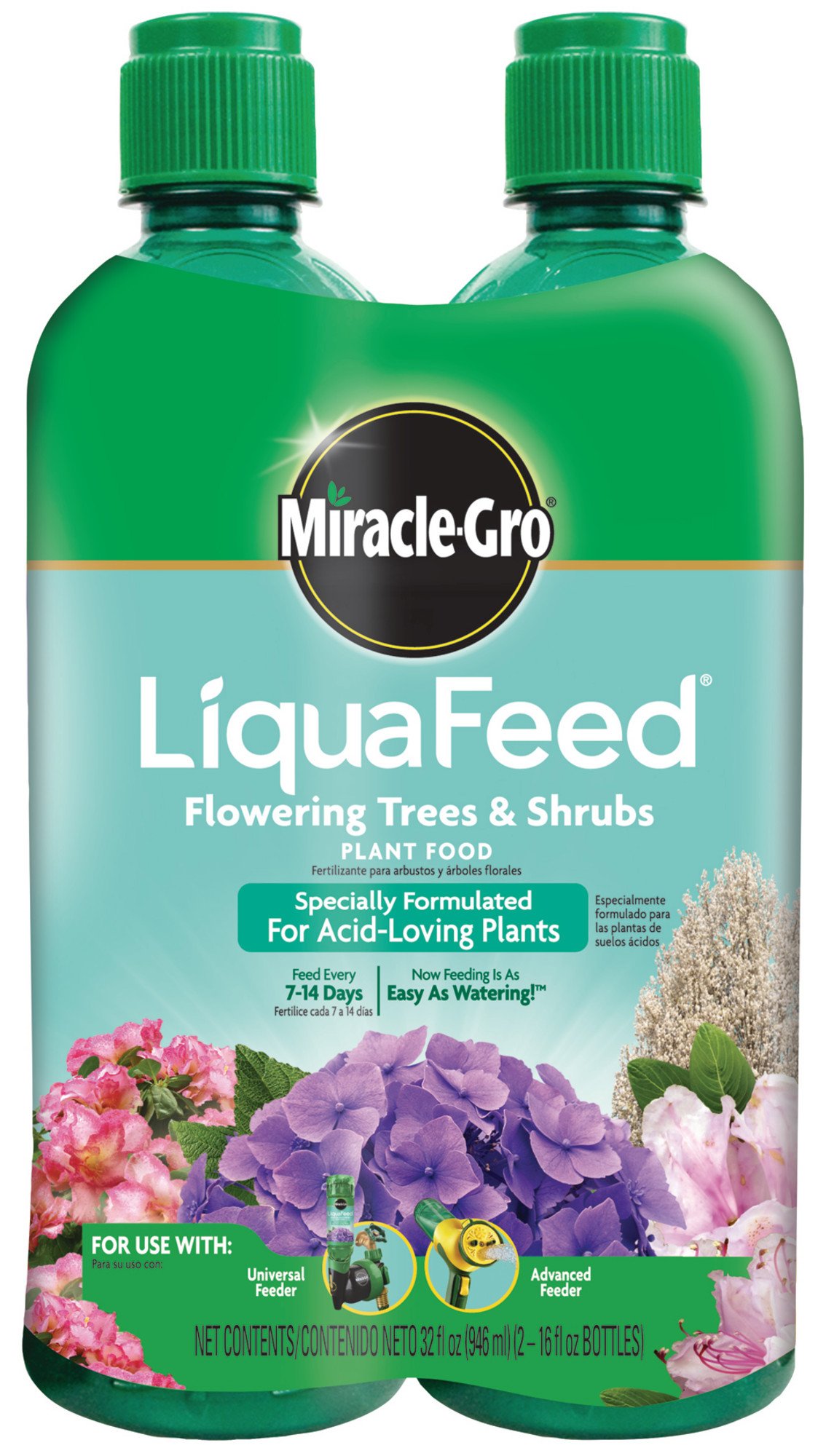 Photo 1 of Miracle-Gro LiquaFeed Flowering Trees and Shrubs Plant Food, For In-Ground and Container Plants, 16 oz., 2-Pack