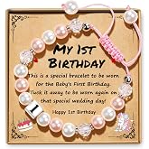 Sereney Birthday Gifts for Girls, 1-16 Year Old Girl Birthday Bracelet Gift | Adjustable Cross Pearl Beaded Bracelet, Happy Birthday Gifts for Daughter Granddaughter Niece, Handmade Link for Happy Bday