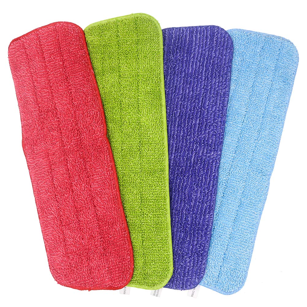 4 Pack Spray Mop Heads Replacement Mop Pads Reveal Mop Cleaning Pad ,Fit for All Spray Mops & Reveal Mops Washable 16.5*5.11 Inches. (Colors)
