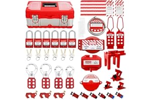 Yarlung 90 Pcs Lockout Tagout Kit Electrical Loto with Tools Box, 5 Kinds of Lockouts, Clamp-On Circuit Breaker Lockouts, Safety Padlocks, Lockout Hasps, Tags, Ties, Universal Multi-Pole Breaker