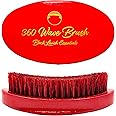 360 Wave Brush, Build Deeper Waves, Soft & Hard Boar Bristle Curved Brushes BLACK LAVISH ESSENTIALS (Soft Brush, Red)
