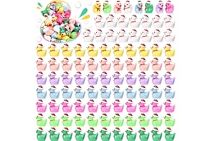 GGSTDDUP 100 Pack Christmas Mini Resin Ducks, Mini Duck Wearing Red Christmas Hat, Cute Christmas Duck Figures Tiny Duck Ornaments for Dollhouse Garden, Gift Resin Ducks for Christmas Xmas