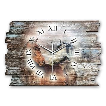 Kreative Feder Pferd Reiten Shabby Style Designer Wanduhr Funkuhr Aus Holz Made In Germany Leise Ohne Ticken Wh023fl 40x27cm Amazon De Kuche Haushalt
