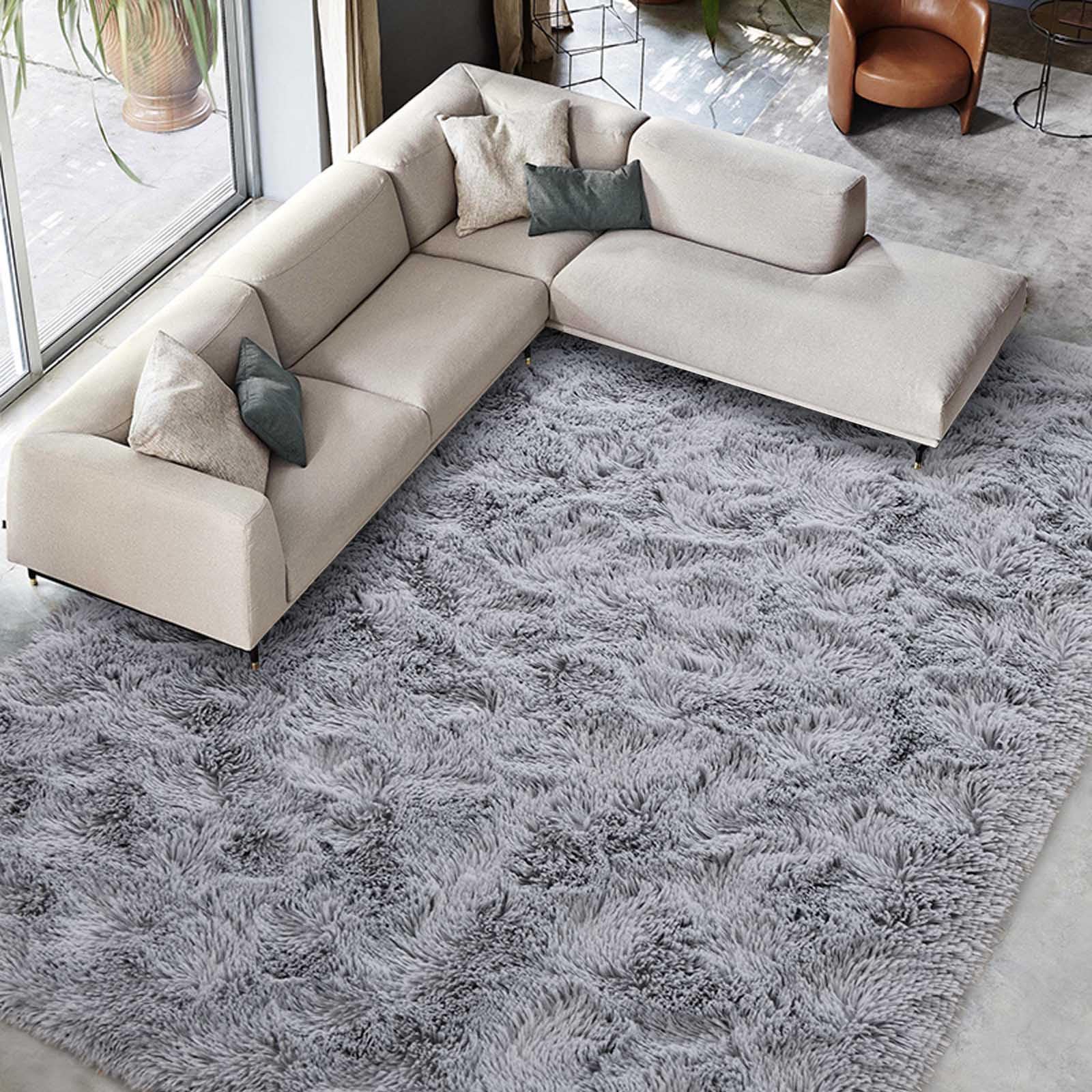 Photo 1 of FinRe?c 9x12 Feet Rugs for Living Room Bedroom, Soft Light Grey Fluffy Area Rug, Non-Slip Solid Shag Rug for Nursery Kids Room Dorm Room Home Decor, Indoor Floor Carpet