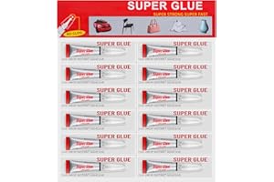 LUCOMB 12 Pack Super Glue Clear, Strong Adhesive Superglue Gel Fast Drying Instant Cyanoacrylate (CA) Glue for Plastic, Wood, Metal Stone, Jewelry Beads Making, Phone Ceramic Crafts Repair (3 Gram/Tube)