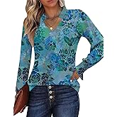 Kistore Long Sleeve Shirts for Women Pleated Cuffs Dressy Business Casual Blouses 2025 Trendy Puff V Neck Tunic Tops