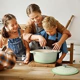 OVERMONT 26cm enamelled cast iron round casserole with lid 5.2L green view 8