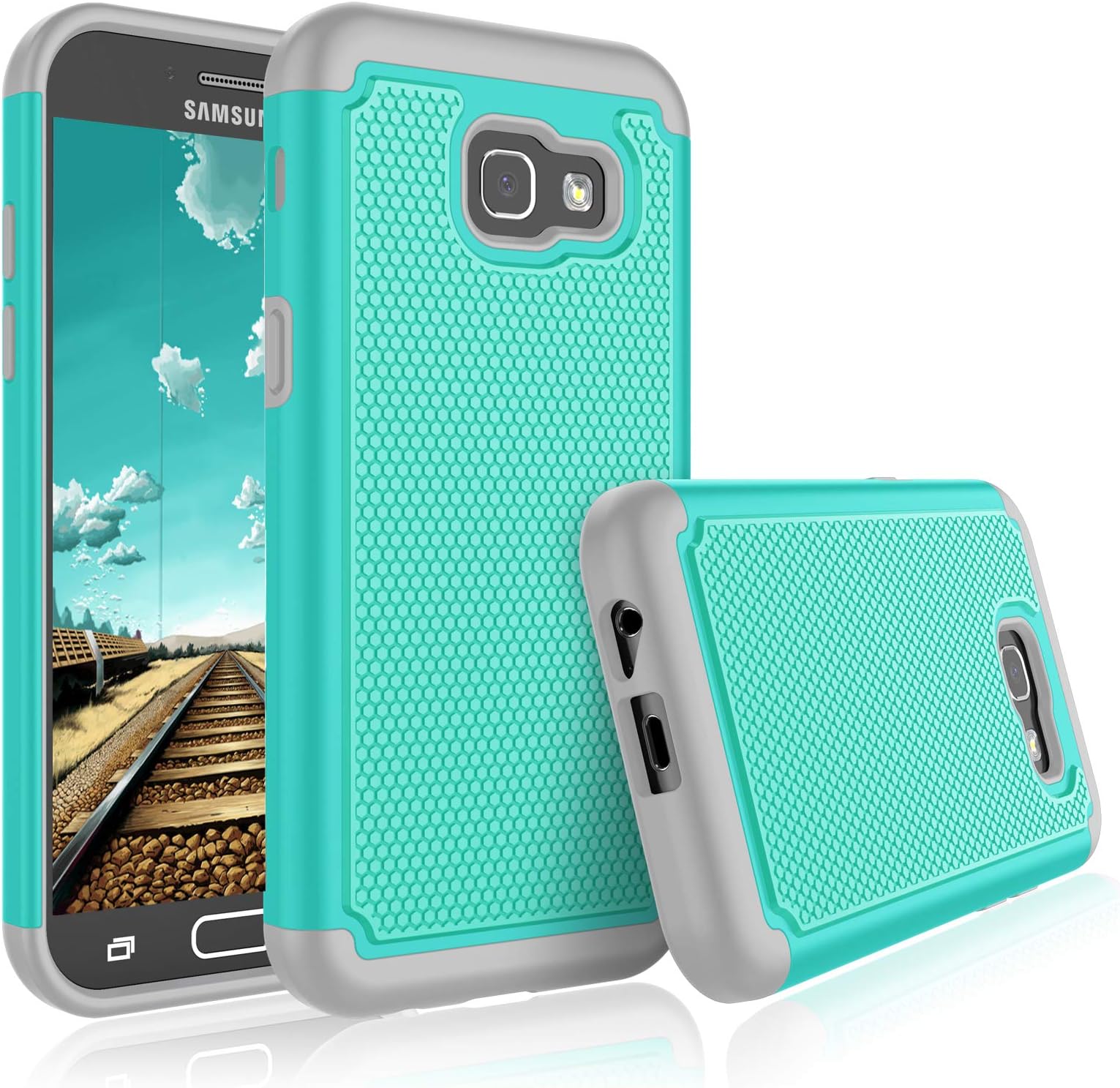 Galaxy A5 2017 Case,Eutekcoo [Tmajor] Rugged Tough [High Impact] [Shock Asorbption] [Drop Resistance] [Hybrid 2 In 1] Hard Silicone Dual Layer Cover Case for Samsung galaxy A5 2017-Turquoise/Gray