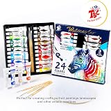 TBC The Best Crafts Watercolour Paint Set 24x12ml Tubes with 3 Brushes view 7
