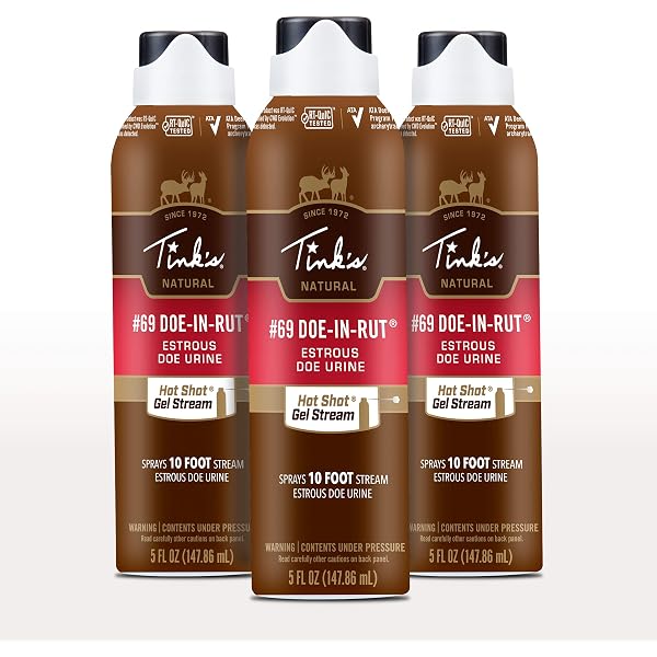 Amazon.com : Tink's Estrous Gel Stream #69 Doe-in-Rut | 5 Fl Oz Spray  Bottle | 3 Pack Bundle | Deer Attractant, Hunting Accessories, Doe Estrus,  Deer Scent | 10 Foot Spray Gel