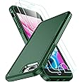 SPIDERCASE for iPhone 7/8 Plus Case, [10 FT Military Grade Drop Protection] [Non-Slip] [2 pcs Tempered Glass Screen Protector] Shockproof Airbag Cushion Case for iPhone 7/8 Plus 5.5” (Dark Green)