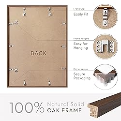 16x24 Frame, Solid Oak Wood 16x24 Poster Frame with