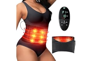 WEETALL Red Light Therapy for Body: Infrared Light Therapy Belt Massage Pad with Vibration for Back, Waist, Shoulder, and Belly Pain Relief, Portable Relaxation for Home, Men & Women (Deep Black)