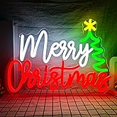 Merry Christmas Neon Sign Xmas Neon Sign for Wall Decor Dimmable Acrylic christmas Neon Light Merry Christmas Light up Sign for Xmas Party Neon Wall Signs Decor Gifts