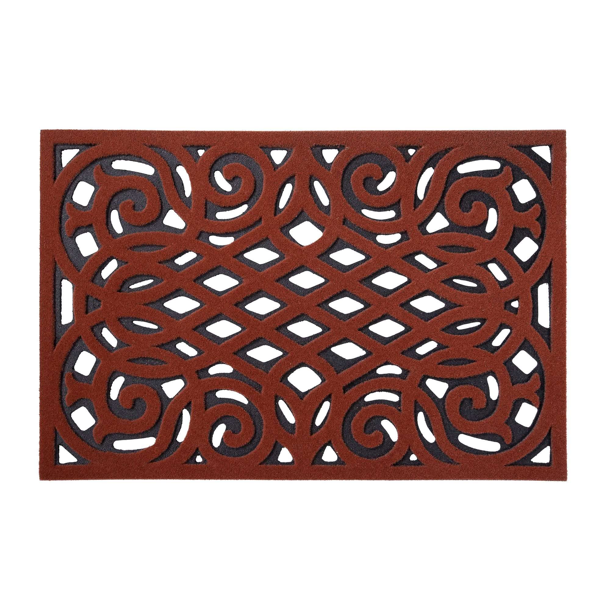 Nicoman Outdoor Doormat Decorative Stair Mats Heavy Duty Drainage Dirt Trapper Porch Rubber Skid Proof Anti Slip - (Medium, Terracotta, 75 x 44cm)