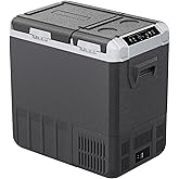 EKOJUCE 12 Volt Car Refrigerator, 59QT Electric Cooler, Dual Zone Portable Freezer with 12/24V DC & 100-240V AC, -4℉-68℉, Car