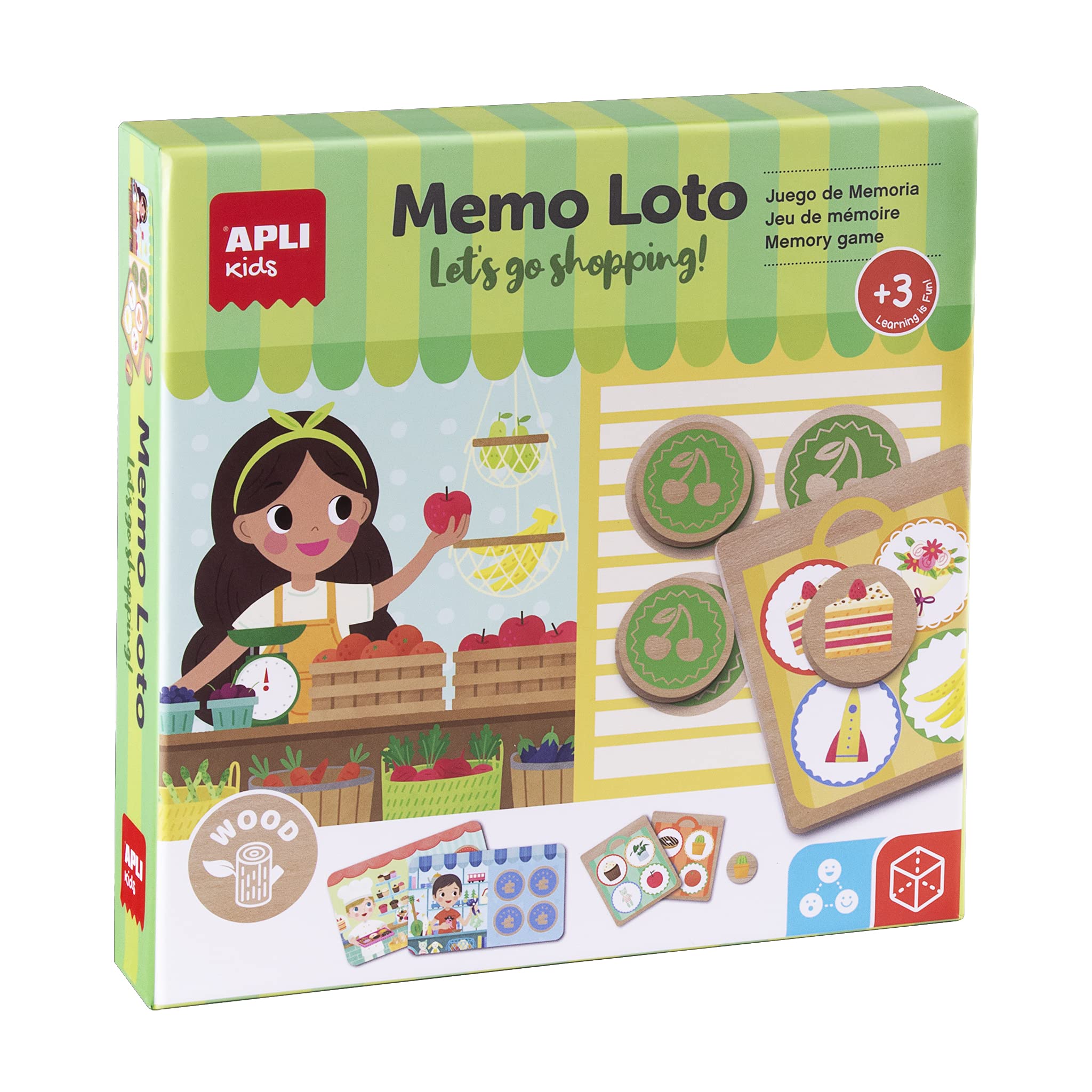 APLI Kids 18903-Memo Wooden Lotus - Classic Educational Memory Stimulating Game - for 2 Players (18903)